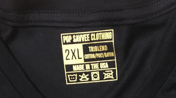 Designer Gold Label Short Sleeve Crewneck T-Shirt w/ Metallic Gold “Pop Savvee Clothing” Logo