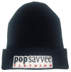 Pop Savvee Clothing Hats OSFA / Black / 100% Acrylic Unisex Black Beanie With “Pop Savvee Clothing” Chenille Embroidery Patches