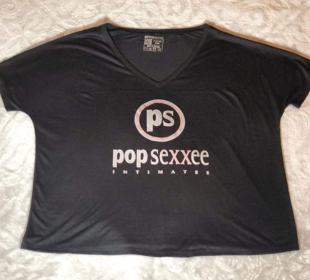 Women's Slouchy V-Neck Sleepwear T-Shirt w/ Metallic Silver