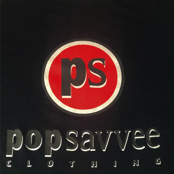 Short Sleeve Crewneck T-Shirt w/ Red “Pop Savvee Clothing” Logo