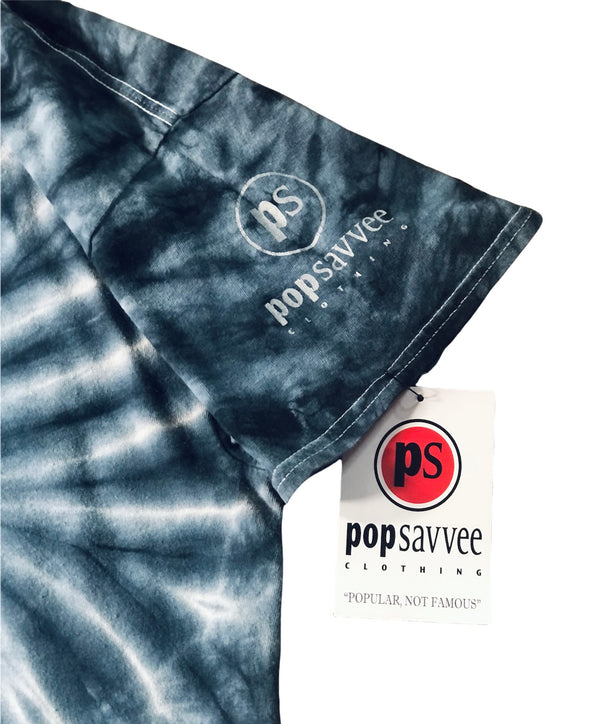 Black Tie-Dye Short Sleeve Crewneck T-Shirt w/ “Popular Not Famous” Graphic Design
