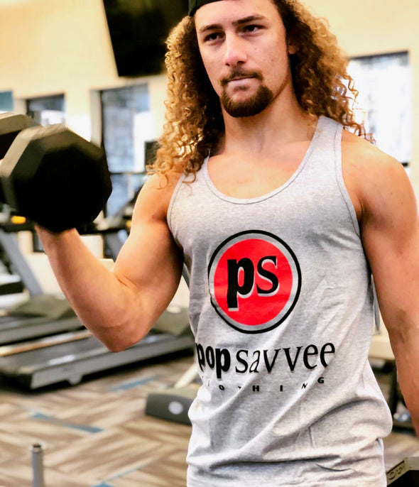 100% Ringspun Cotton Tank Top w/ Red “Pop Savvee Clothing" Logo