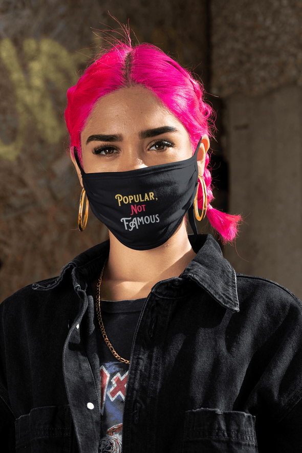 Pop Savvee Clothing Accessories 5" H x 7" W / Black - Popular Not Famous / Cotton/Poly Custom 2-Ply Cotton Face Mask by Pop Savvee Clothing