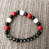 Pop Savvee Clothing Accessories 7" / White/Red/Black / Acrylic 7" Red White and Black Round Beads Stretch Bracelet