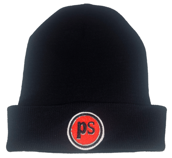 Pop Savvee Clothing Hats OSFA / Black / 100% Acrylic Unisex Black Beanie With “Pop Savvee Clothing” Chenille Embroidery Patches
