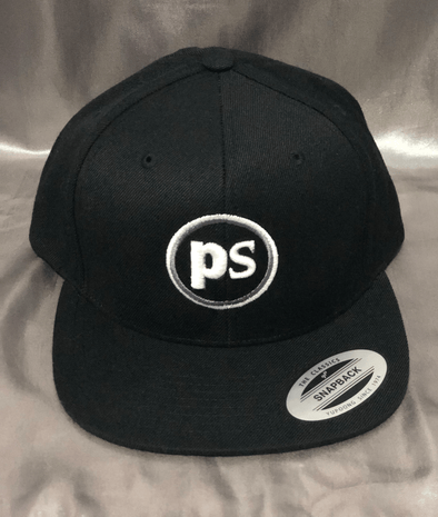 Pop Savvee Clothing Hats OSFA / Black / Acrylic/Wool Black Snapback Hat With Plastic Snap and White and Metallic Silver “Pop Savvee Clothing” Logo