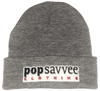 Pop Savvee Clothing Hats OSFA / Heather Grey / 100% Acrylic Unisex Heather Grey Beanie With “Pop Savvee Clothing” Chenille Embroidery Patches