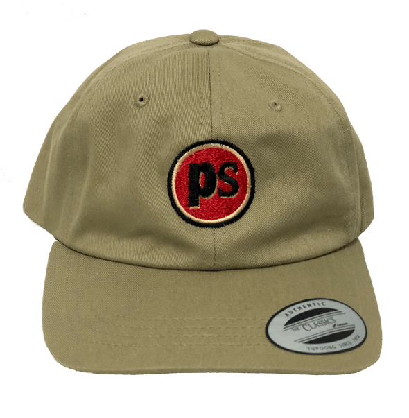 Pop Savvee Clothing Hats OSFA / Khaki / Cotton Khaki Dad Hat With Adjustable Strap and Red “Pop Savvee Clothing” Logo