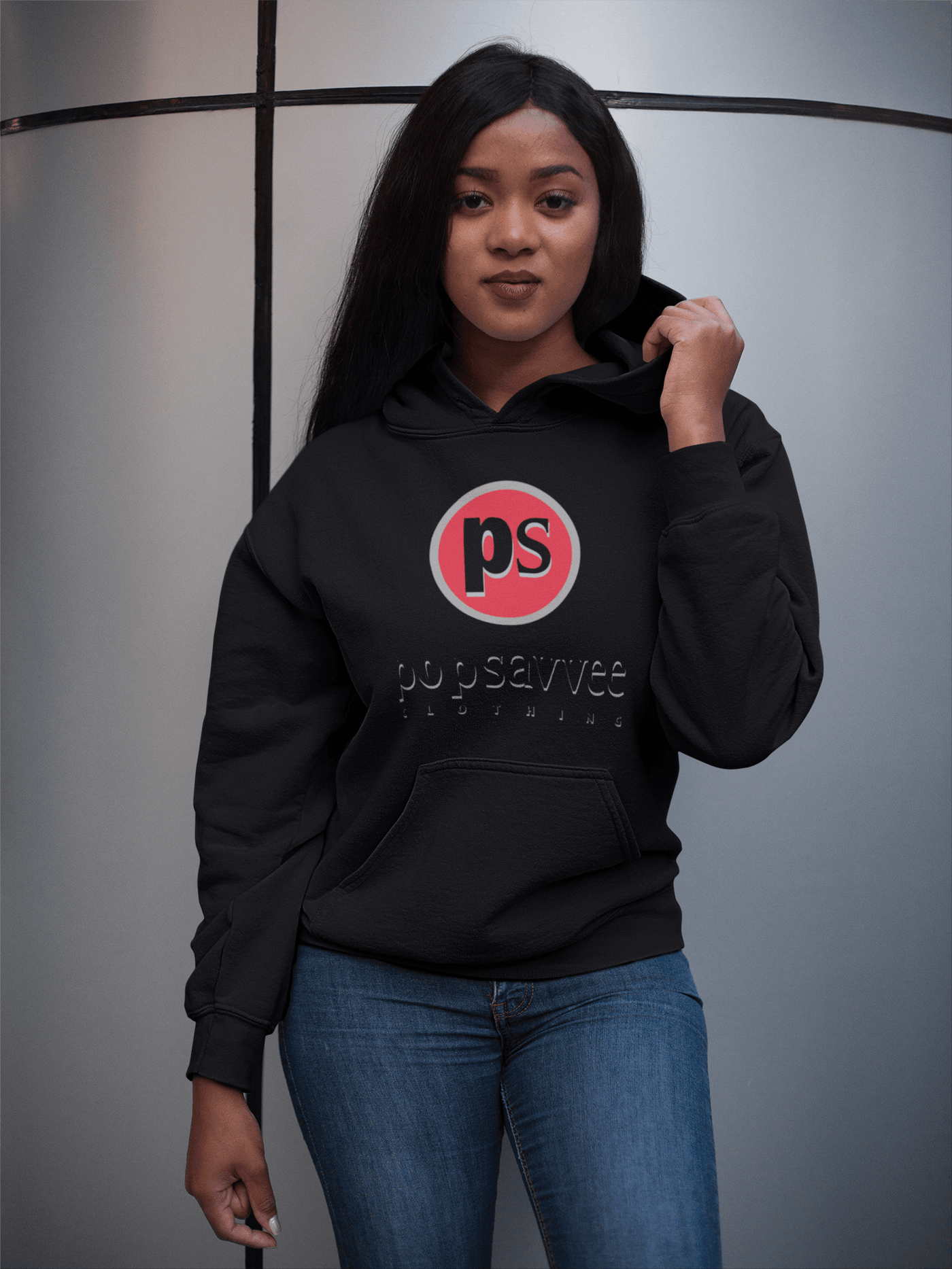 Pullover Style Graphic Hoodie w Red Pop Savvee Clothing Logo
