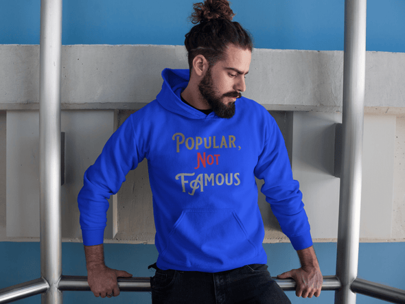 Pop Savvee Clothing Hoodies S / Royal Blue / Cotton/Polyester Heavy Blend Streetwear Hoodie With “Popular Not Famous” Logo