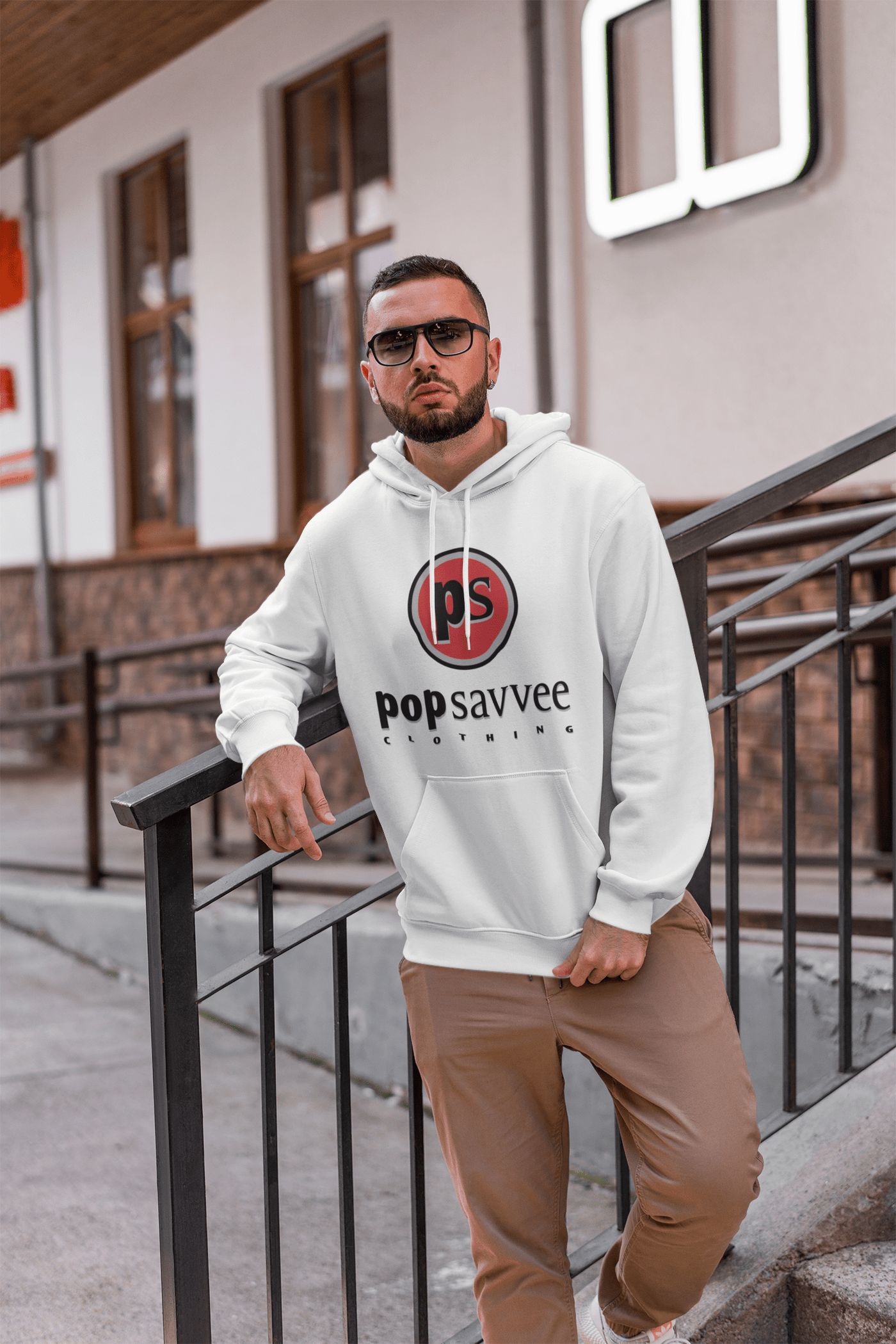 Pullover Style Graphic Hoodie w Red Pop Savvee Clothing Logo