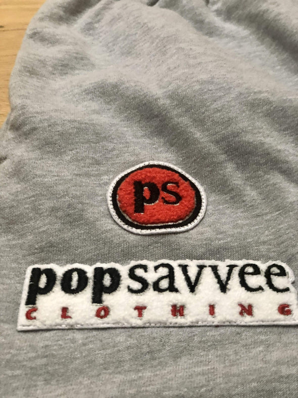 Pop Savvee Clothing Jogging Suits Unisex Heather Grey Sweat Suit With “Pop Savvee Clothing” Chenille Embroidery