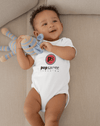 Pop Savvee Clothing Onesie NB / White / Cotton Baby Onesie With Red “Pop Savvee Clothing” Logo