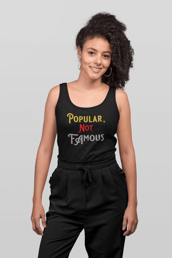 Pop Savvee Clothing Shirts S / Black / Cotton/Polyester Streetwear Tank Top With “Popular Not Famous" Logo