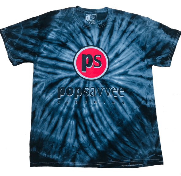 Pop Savvee Clothing Shirts S / Cotton / Black Tie-Dye Black Tie-Dye Short Sleeve Crewneck T-Shirt With Red “Pop Savvee Clothing” Logo