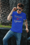 Pop Savvee Clothing Shirts S / Cotton/Polyester / Royal Blue Short Sleeve Crewneck T-Shirt With “Popular Not Famous” Logo