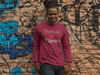 Pop Savvee Clothing Shirts S / Heather Cardinal / Combed/Ringspun Cotton Unisex Long Sleeve Crewneck T-Shirt With “Popular Not Famous” Logo