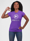 Pop Savvee Clothing Shirts S / Purple / Cotton/Polyester Short Sleeve Crewneck T-Shirt With White and Metallic Silver “Pop Savvee Clothing” Logo (W)