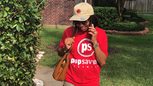 Pop Savvee Clothing Shirts S / Red / Cotton/Polyester Short Sleeve Crewneck T-Shirt With White and Silver “Pop Savvee Clothing” Logo