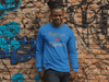 Pop Savvee Clothing Shirts S / Royal Blue / Combed/Ringspun Cotton Unisex Long Sleeve Crewneck T-Shirt With “Popular Not Famous” Logo