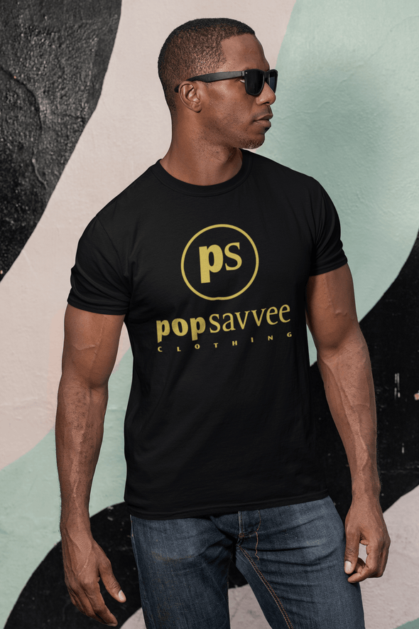 Pop Savvee Clothing Shirts S / Triblend / Black Gold Label Short Sleeve Crewneck T-Shirt With “Pop Savvee Clothing” Logo