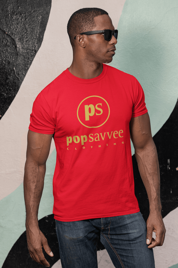 Pop Savvee Clothing Shirts S / Triblend / Red Premium Gold Label Short Sleeve Crewneck Shirt With “Pop Savvee Clothing” Logo