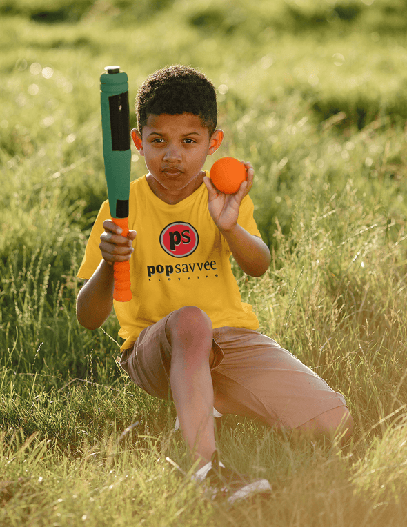 Pop Savvee Clothing Shirts XS (Youth) / Butterscotch / Cotton/Polyester Short Sleeve Crewneck T-Shirt With Red “Pop Savvee Clothing” Logo (Y)