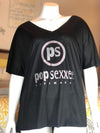 Pop Sexxee Intimates Sleepwear Slouchy V-Neck Tee With Metallic Silver and Metallic Rose Gold “Pop Sexxee Intimates” Logo (W)