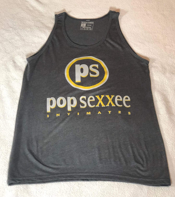 Pop Sexxee Intimates Sleepwear XS / Tri-Black / Poly/Cotton/Rayon Triblend Tank Top With Metallic Silver and Metallic Gold “Pop Sexxee Intimates” Logo (M)